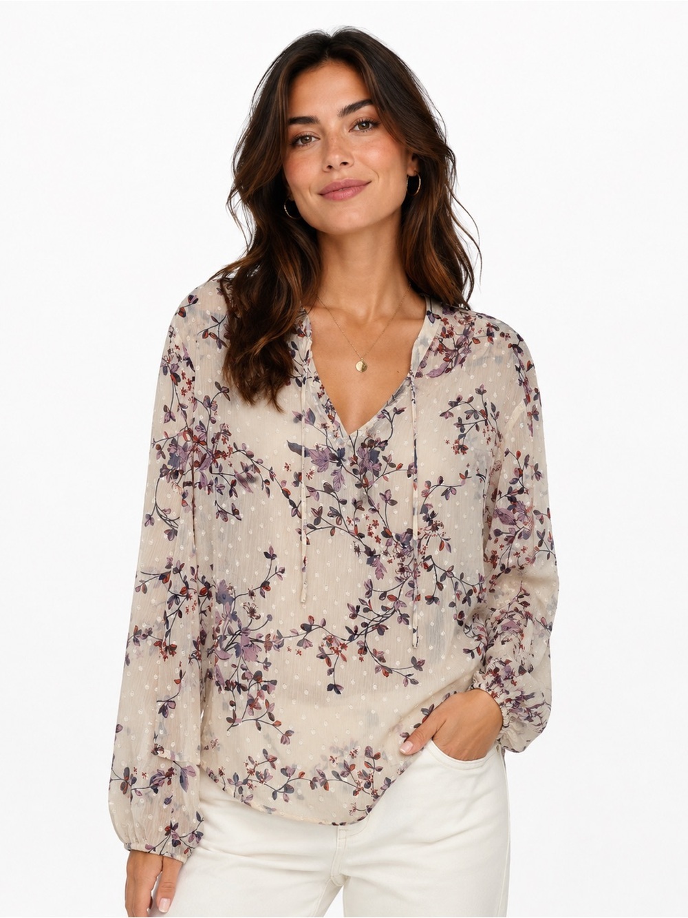 Lovestitch Sheer Floral Boho Long Sleeve Shirt (Large)